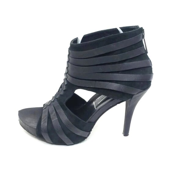 Donald J Pliner Gladiz Black Suede Leather Strappy Platform Sandal Heel Size 9 - Picture 1 of 9